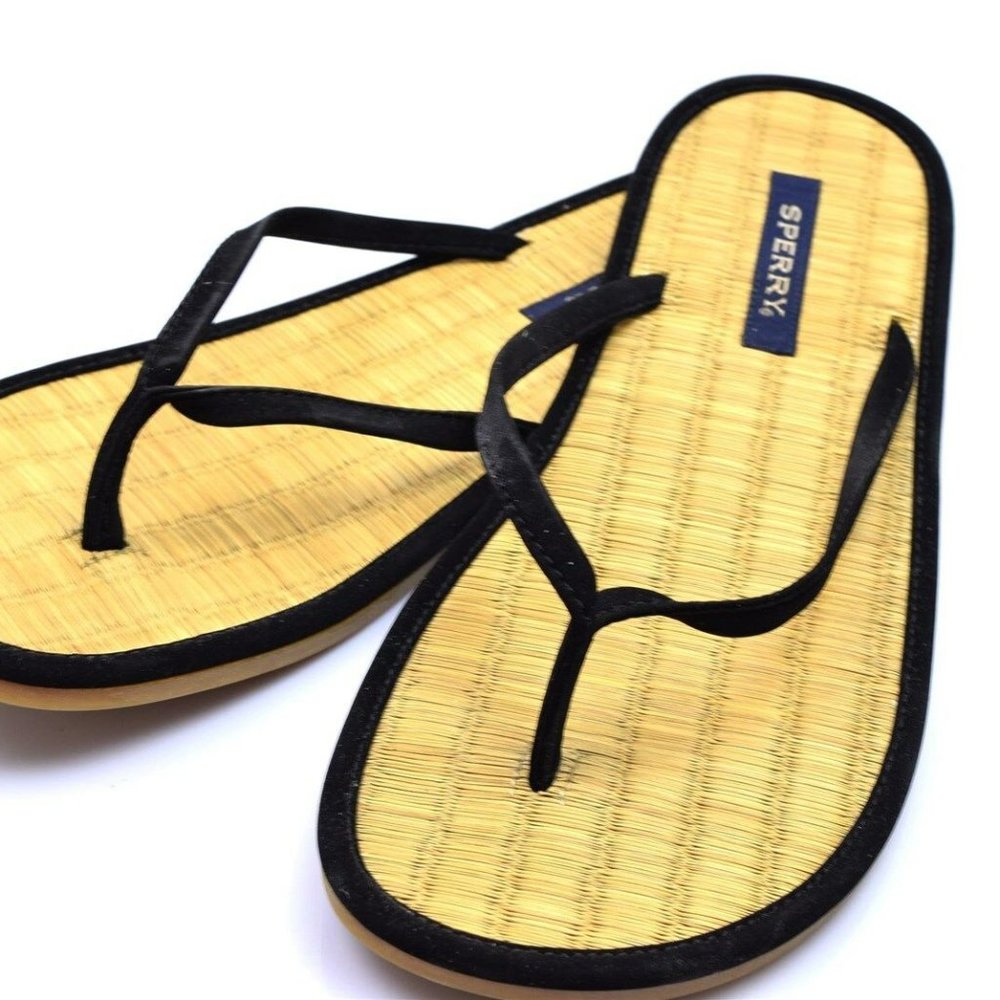 Women's Sperry Flip Flop TIKI Black  Size 10 M NEW